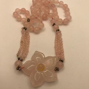 Endless Rose Quartz Flower Necklace